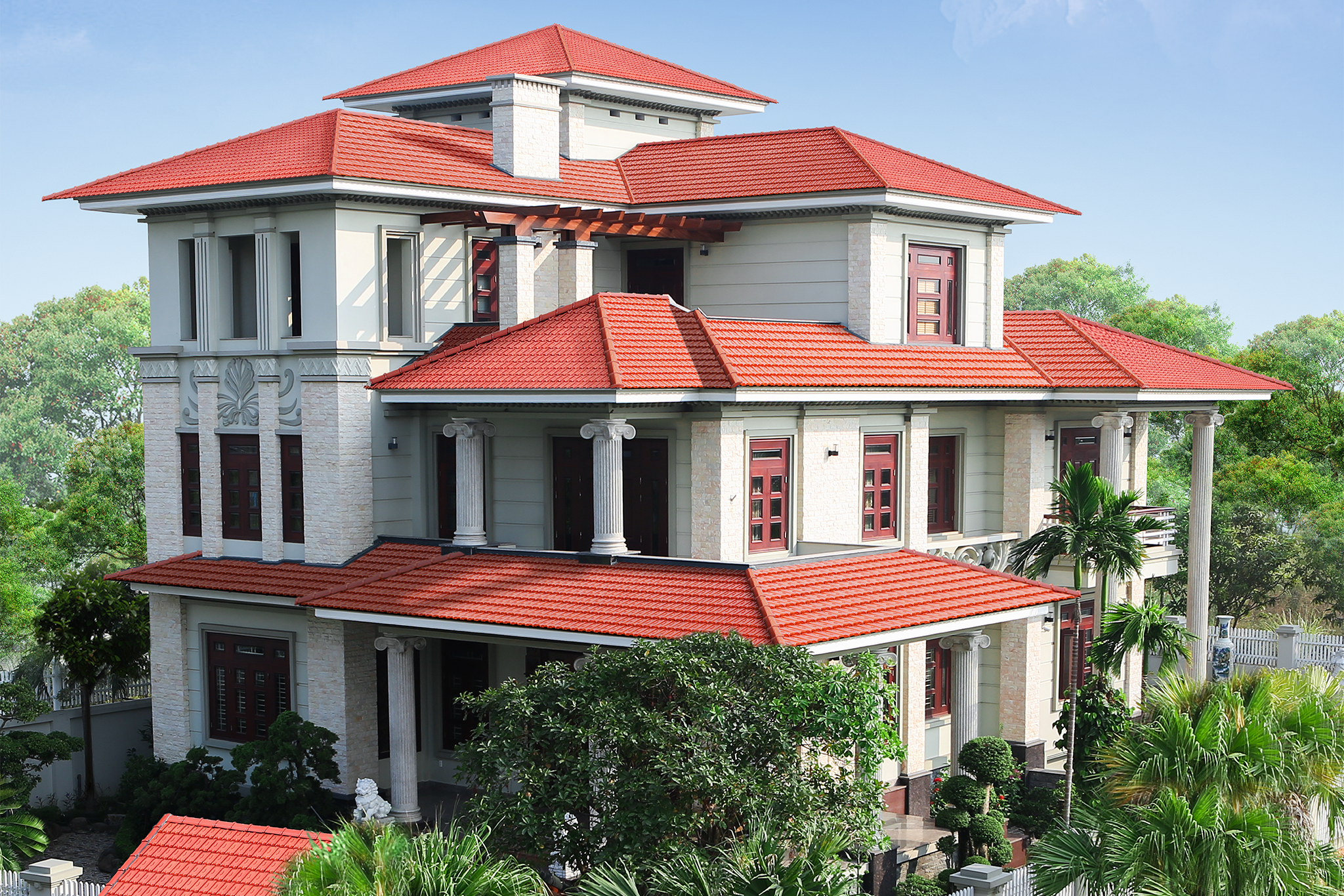 Nhà biệt thự lợp ngói đỏ